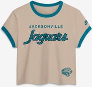 Nike Women's Nike Cream Jacksonville Jaguars Rewind Ringer Mod Cropped T-Shirt