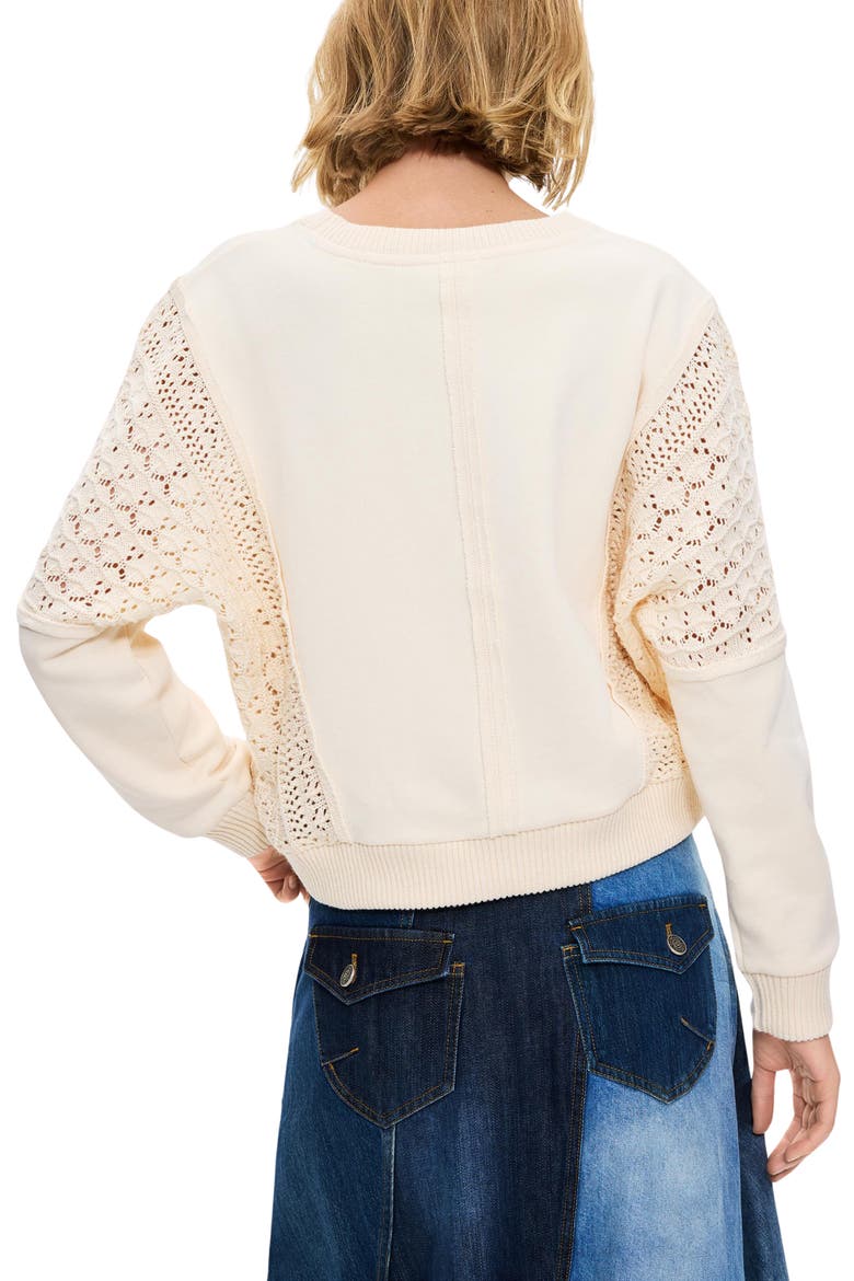 Open Knit Cotton Sweater, Alternate, color, OFF WHITE
