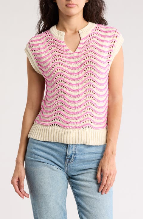 Split Neck Sleeveless Sweater