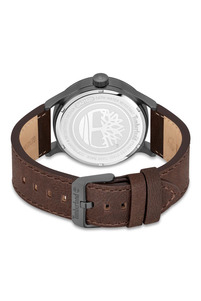 Trumbull Leather Strap Watch, 45mm, Alternate, color, DARK BROWN