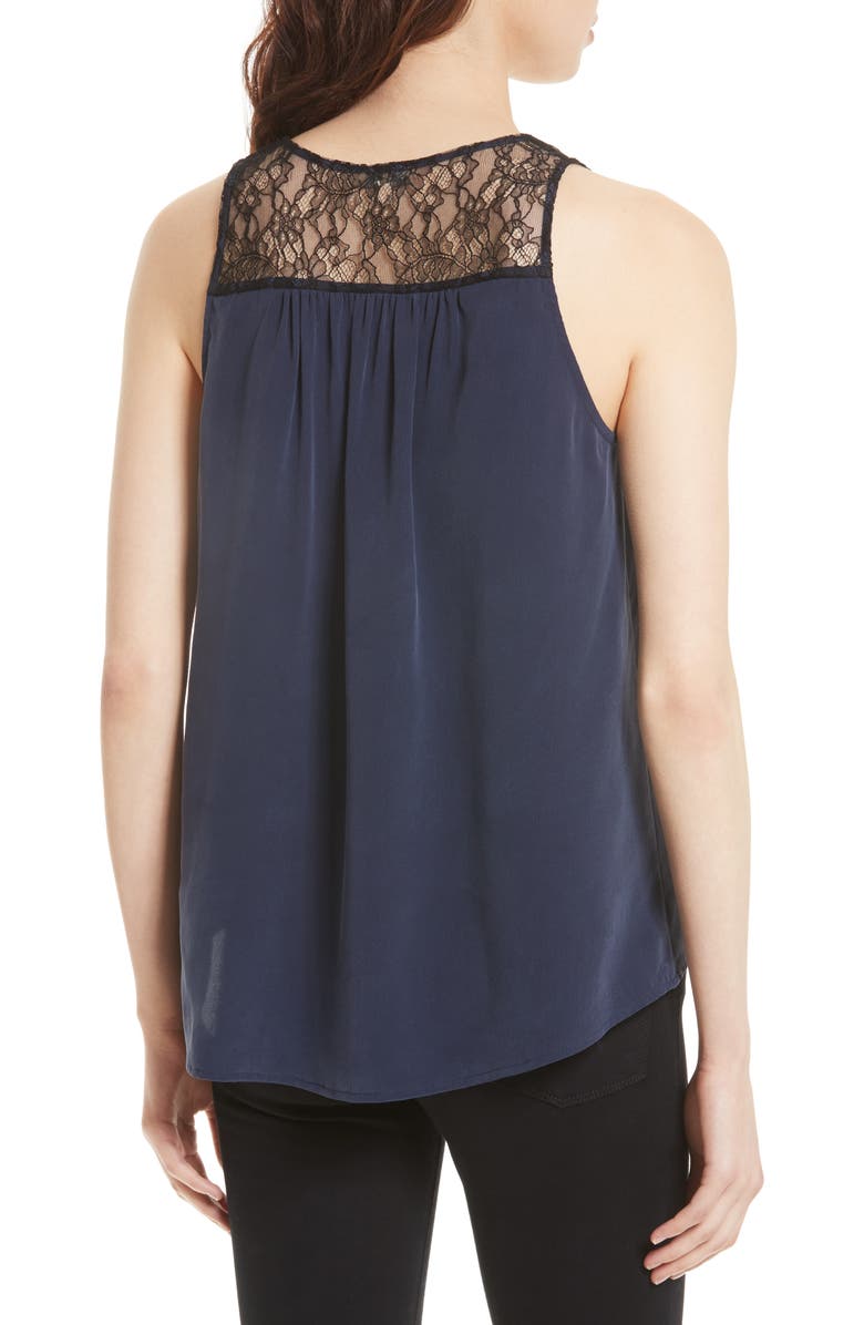 Joie Alvery Lace Trim Silk Shell, Alternate, color,