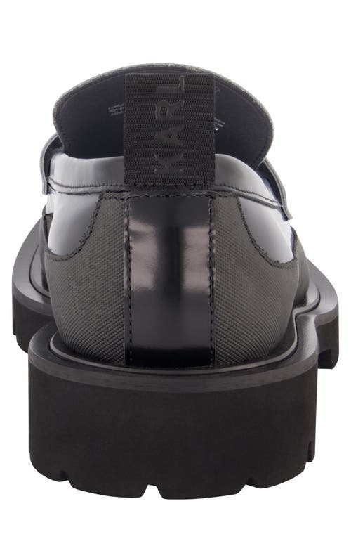 Karl Lagerfeld Paris White Label Lug Sole Penny Loafer In Black