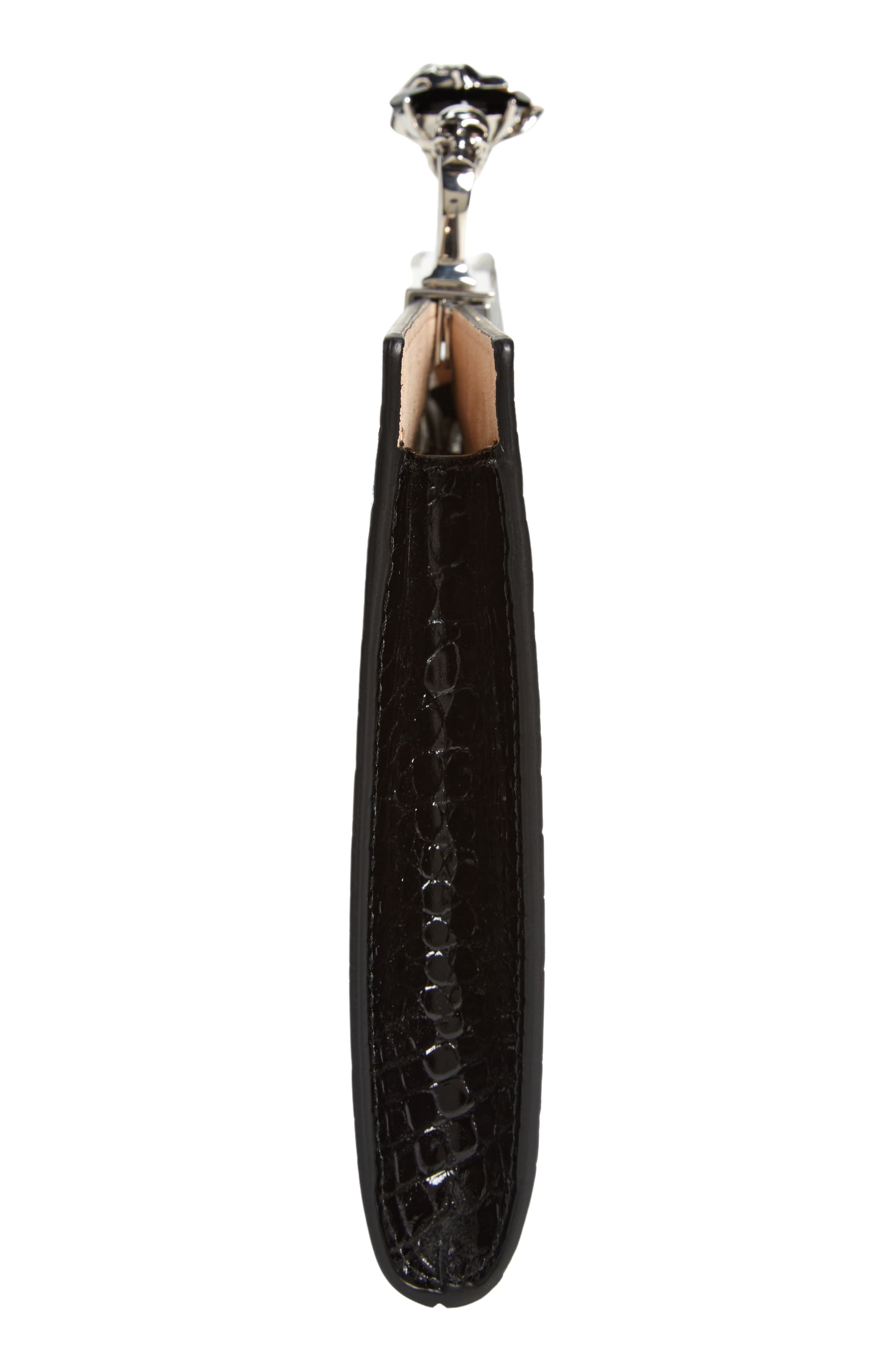 McQueen Crystal Embellished Four-Ring Flat Pouch, Alternate, color, 