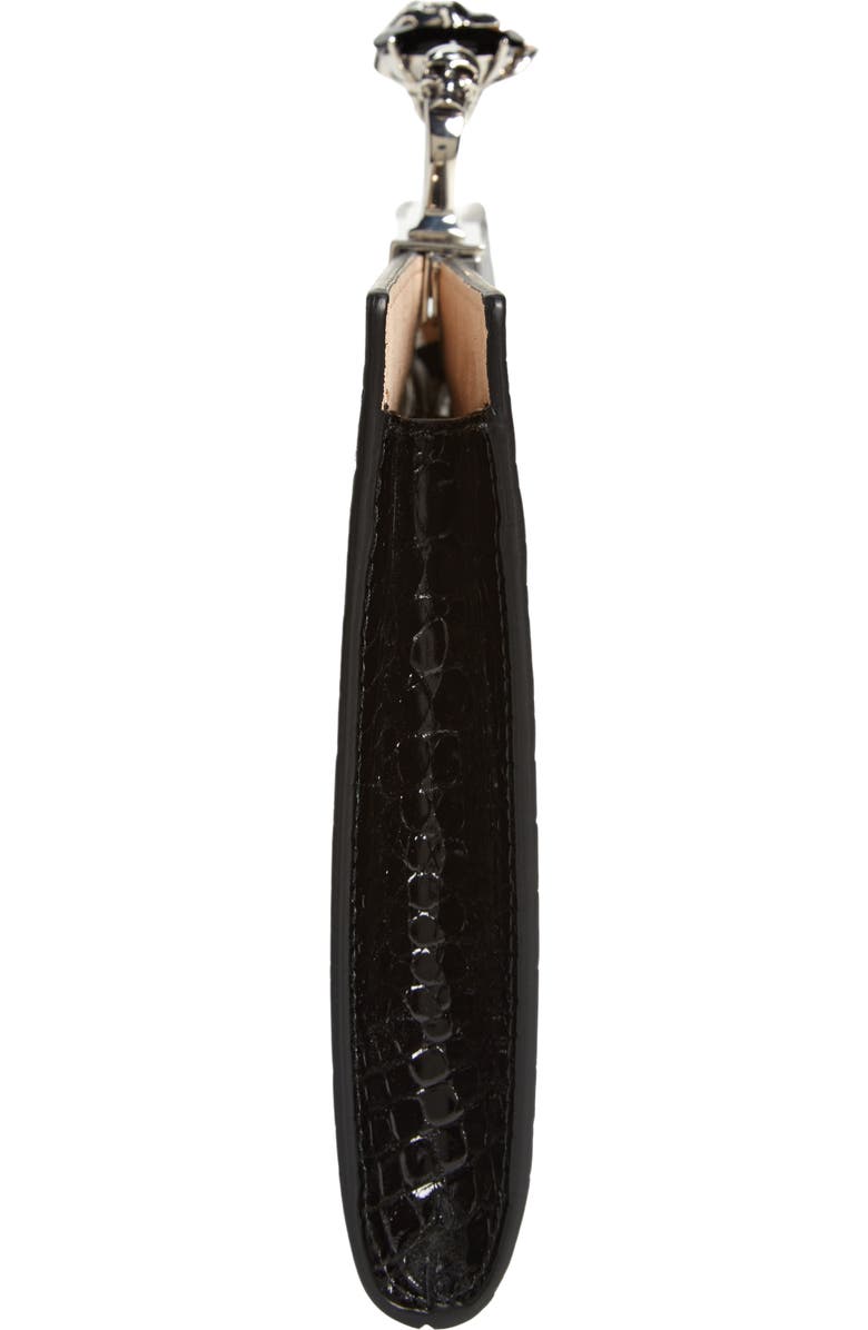 McQueen Crystal Embellished Four-Ring Flat Pouch, Alternate, color,