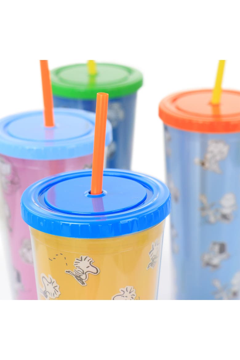 70th Anniversary 4 Piece Plastic 23.6oz Tumbler set with Lid and Straw, Alternate, color, Clear