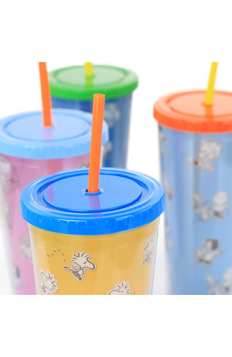 Gibson 70th Anniversary 4 Piece Plastic 23.6oz Tumbler set with Lid and Straw, Alternate, color, Clear