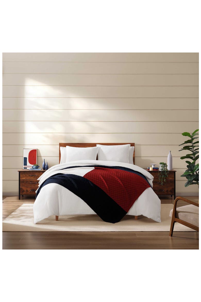Mixed Knit Flag Throw, Alternate, color, NAVY BLUE/ RED/ WHITE