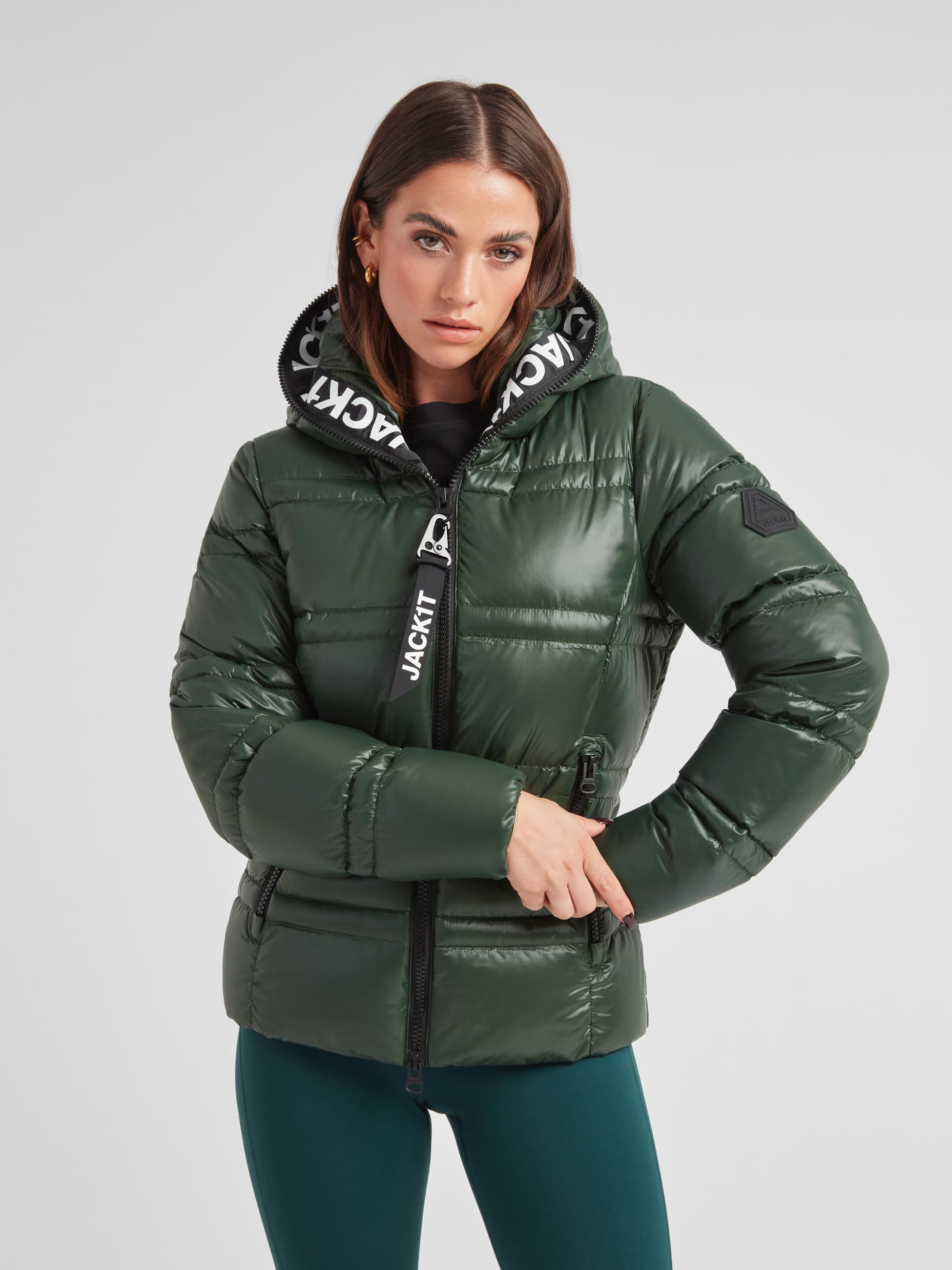 Jack1t R4d Tramline Racer Hooded Puffer Jacket In Green