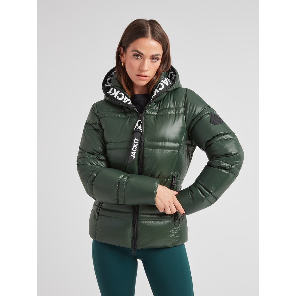 Jack1t R4d Tramline Racer Hooded Puffer Jacket In Green