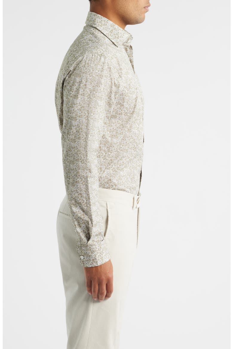 Lincoln Floral Stretch Cotton Button-Up Shirt, Alternate, color, SAGE