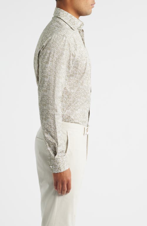 Jack Victor Lincoln Floral Stretch Cotton Button-up Shirt In Gray