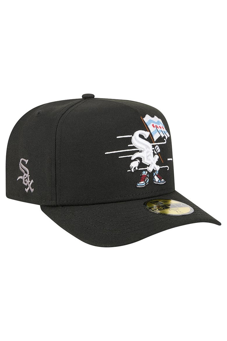 Men's New Era Black Chicago White Sox Cartoon A-Frame 59FIFTY Fitted Hat, Main, color, Black
