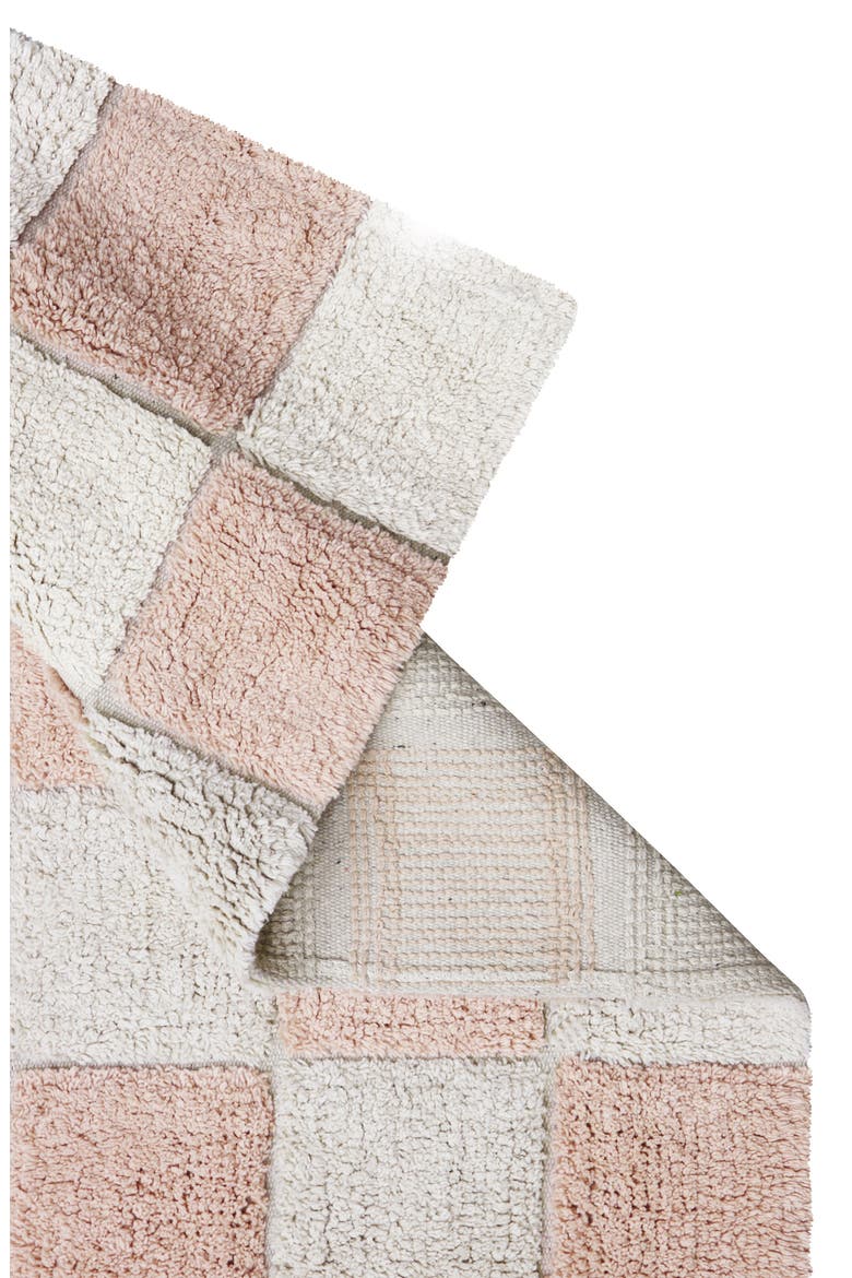 Tiles Washable Cotton Blend Rug, Alternate, color, ROSE