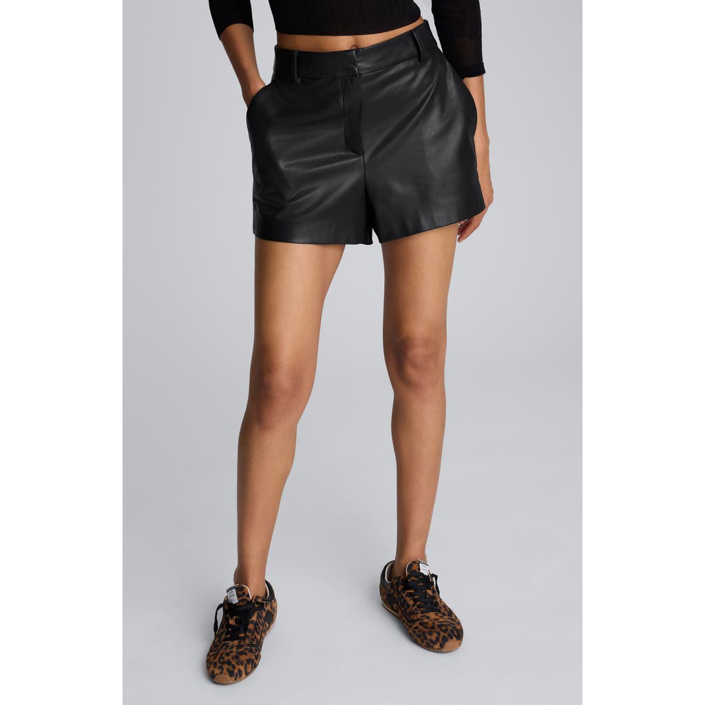 Kenneth Cole Faux Leather Fly Front Short In Black