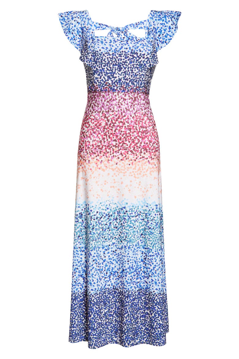 Ruffle Sleeve Maxi Dress, Alternate, color, IVORY MULTI