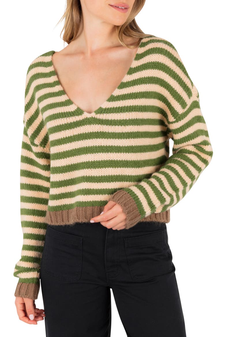Campfire V-Neck Sweater, Main, color, KALE