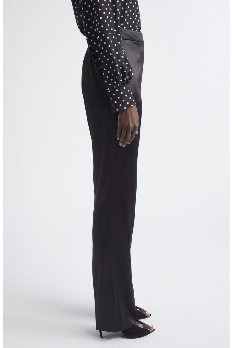 Tailored Double Duchesse Stretch Silk Pants, Alternate, color, BLACK