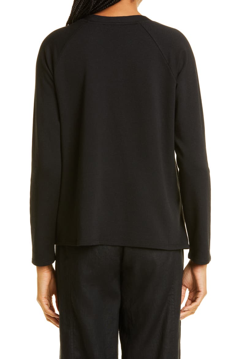 Raglan Crewneck Fleece Sweatshirt, Alternate, color, BLACK