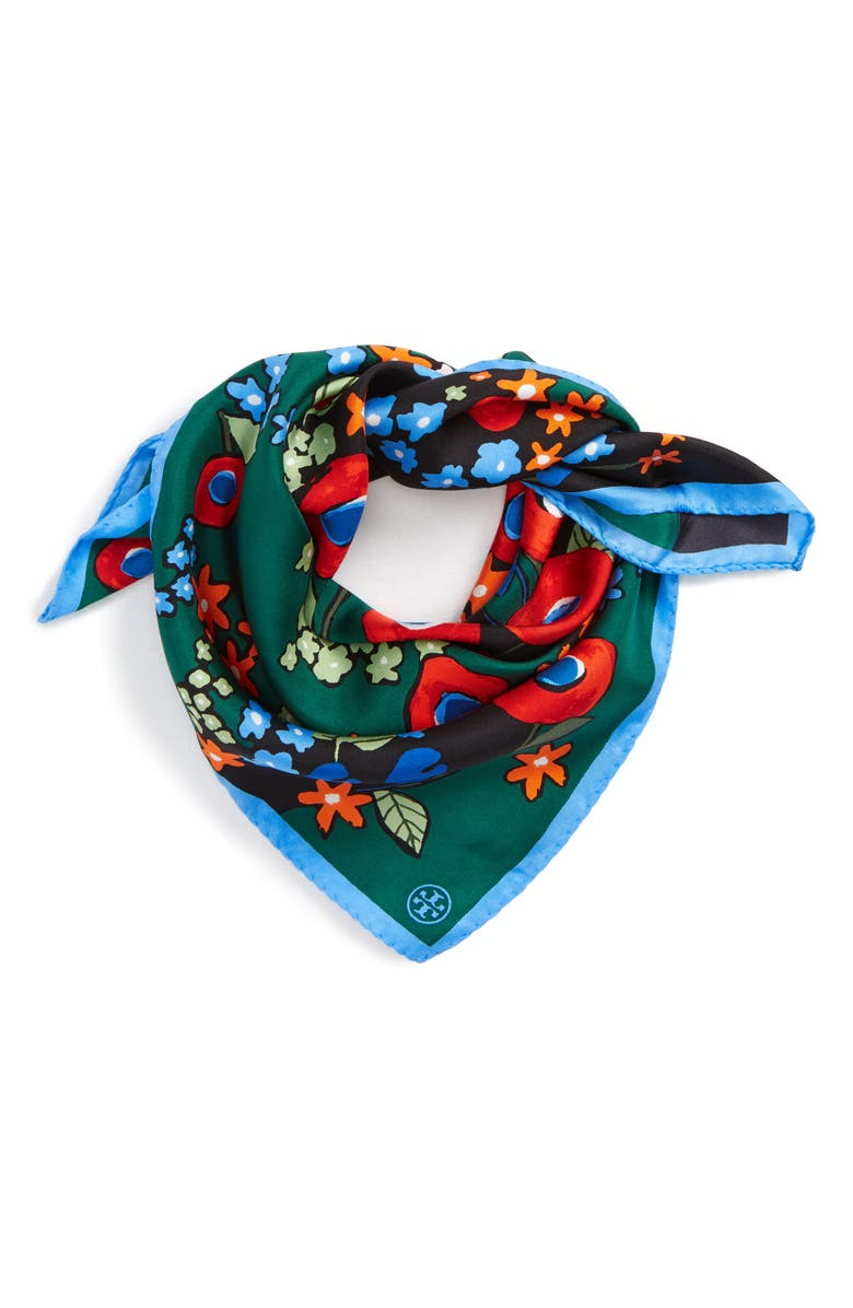 Tory Burch Darling Floral Silk Neckerchief, Main, color, 