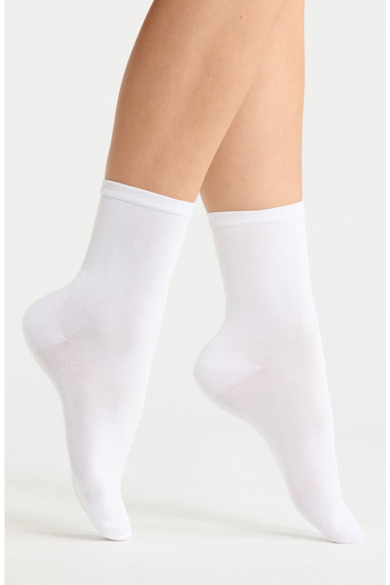 Solid Flat Knit Dress Socks, Main, color, WHITE