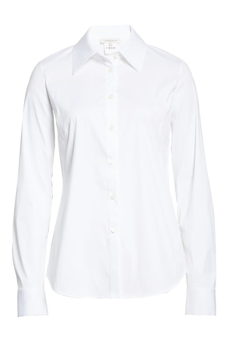 New York Kennedy Solid White Stretch Button-Up Shirt, Alternate, color, WHITE