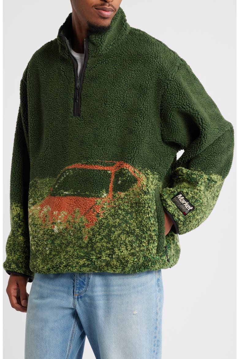 Forgotten High Pile Fleece Half-Zip Pullover, Main, color, KELP