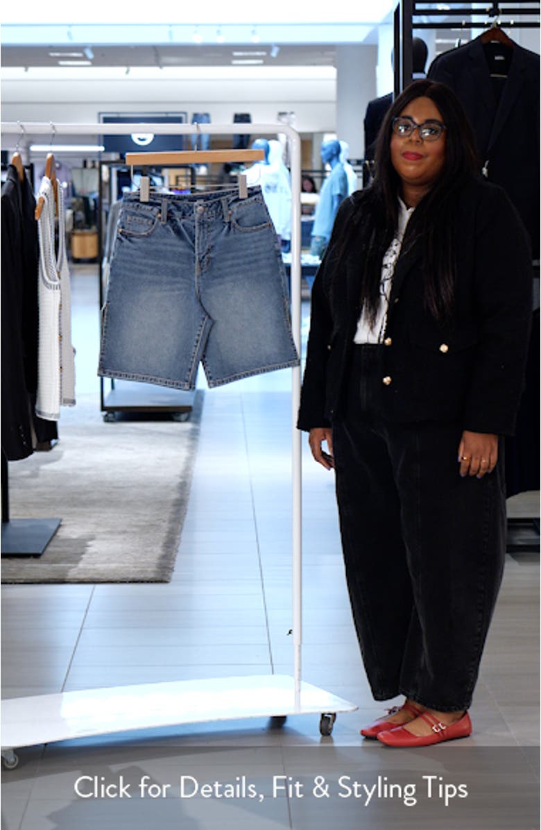 High Waist Mid Thigh Denim Shorts, sales video thumbnail