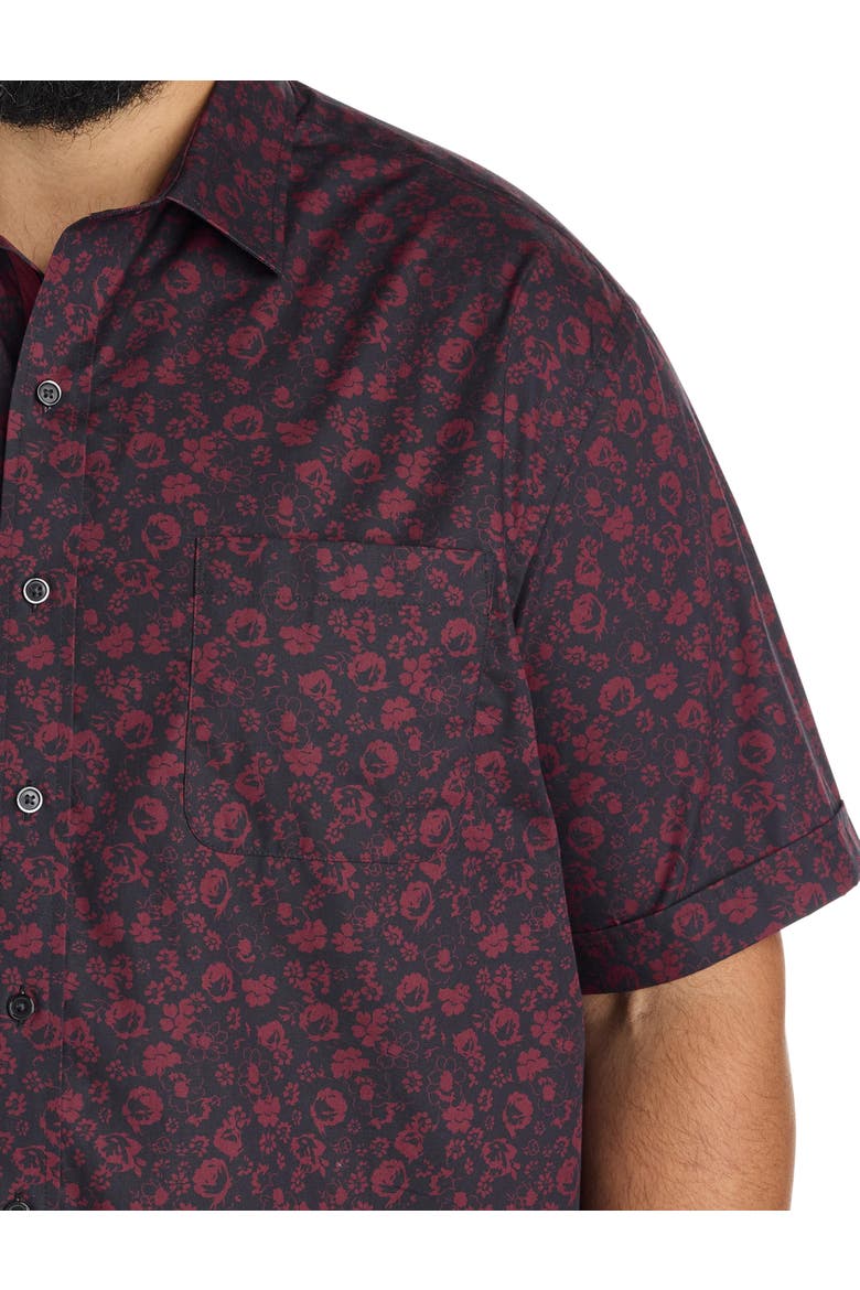 Big & Tall Bold Floral Sport Shirt, Alternate, color, BLACK