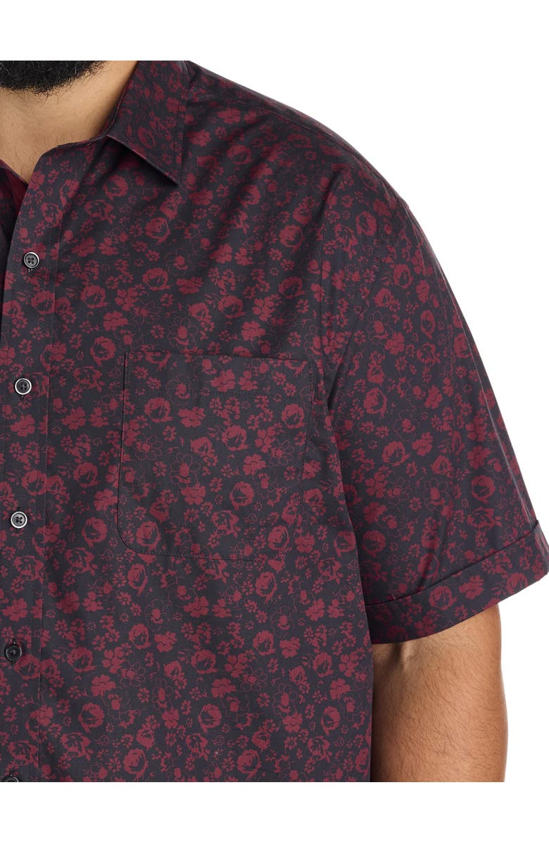 Synrgy by DXL Big & Tall Bold Floral Sport Shirt, Alternate, color, Black