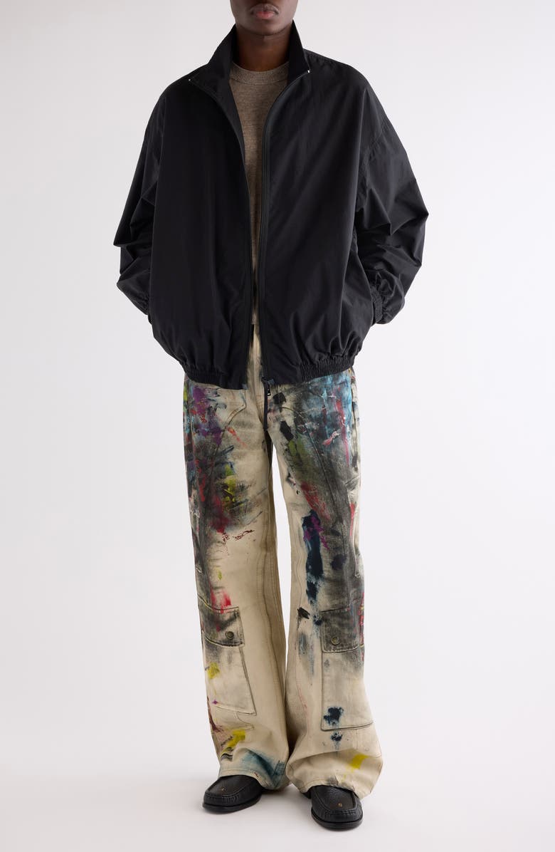 Acne Studios 1981 Paint Print Trompe l'Oeil Wide Leg Jeans, Alternate, color, White/ Multi