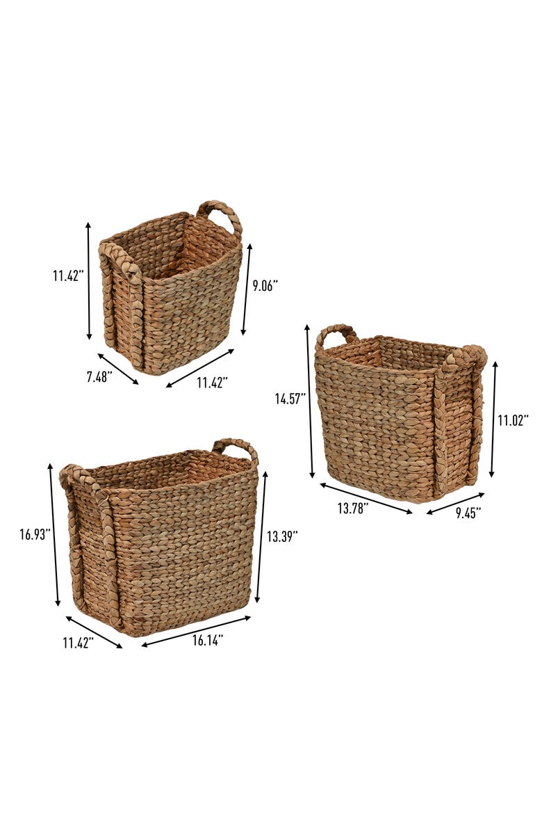 HAPPIMESS Clara Farmhouse Classic Handwoven Hyacinth Rectangle Storage Floor Baskets with Handles,, Alternate, color, Natural
