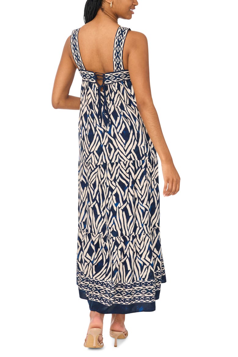Tie Back Maxi Dress, Alternate, color, NAVY/ BLUE/ IVORY
