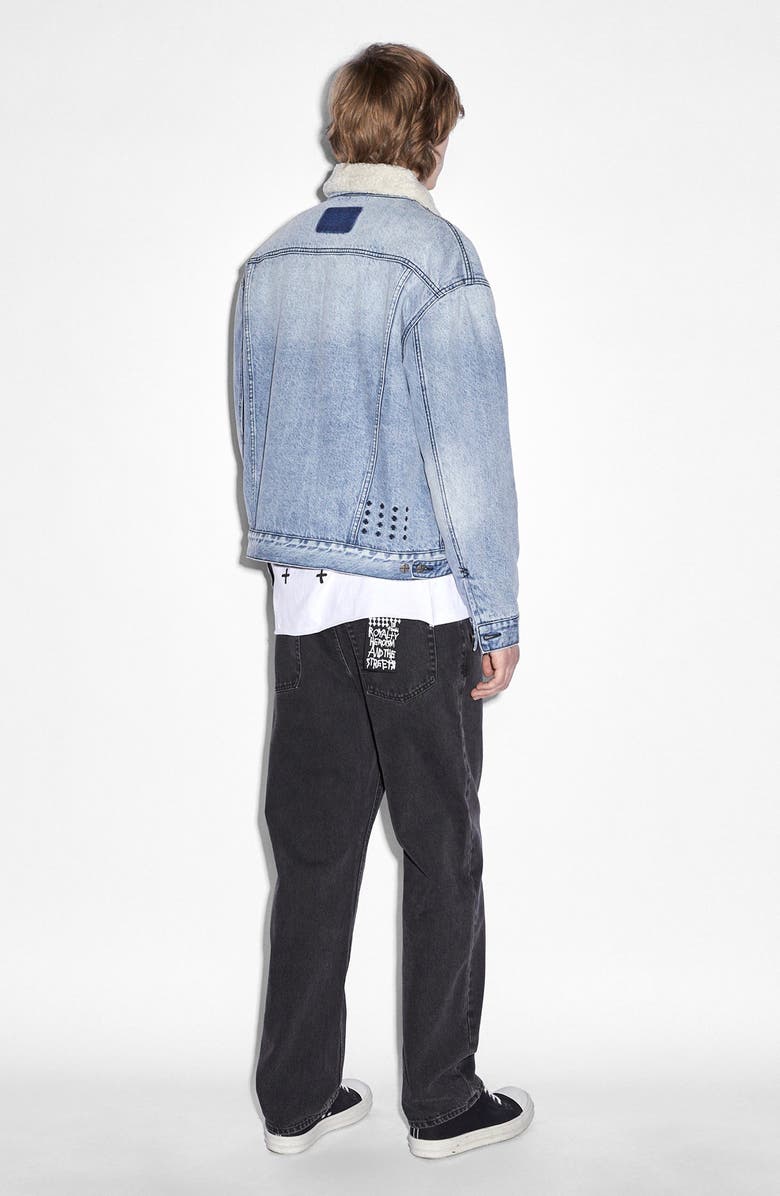 Ksubi Oh G Faux Shearling Collar Denim Jacket, Alternate, color, 