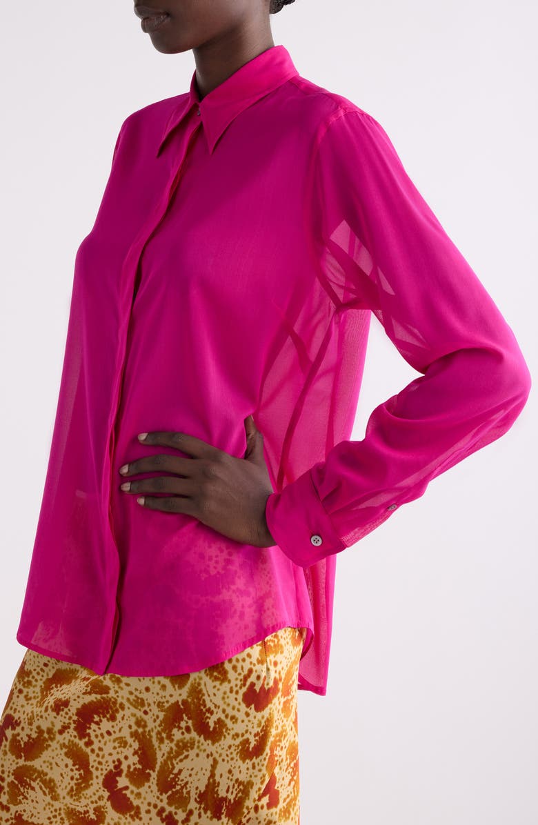 Dries Van Noten Chowy Stretch Silk Button-Up Shirt, Alternate, color, 