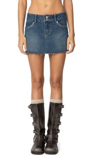 EDIKTED Tess Studded Denim Miniskirt