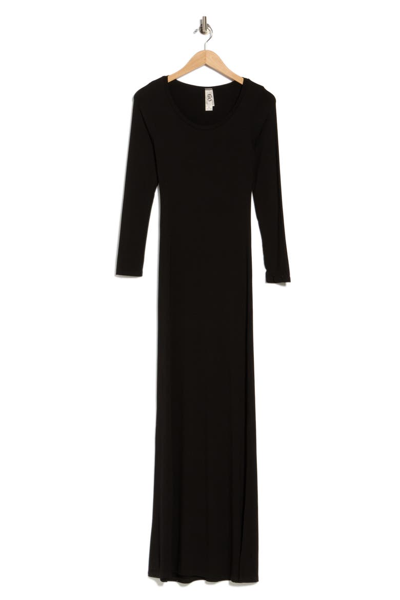 Long Sleeve Maxi Dress, Main, color, BLACK