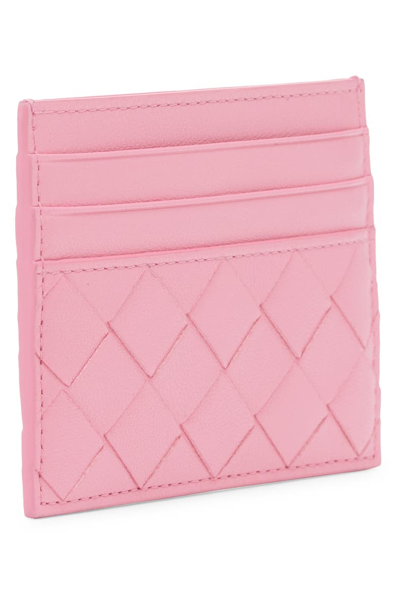 Intrecciato Leather Card Case, Alternate, color, RIBBON/ GOLD