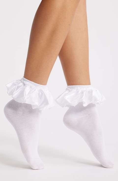 Amelia Satin Frill Ankle Socks