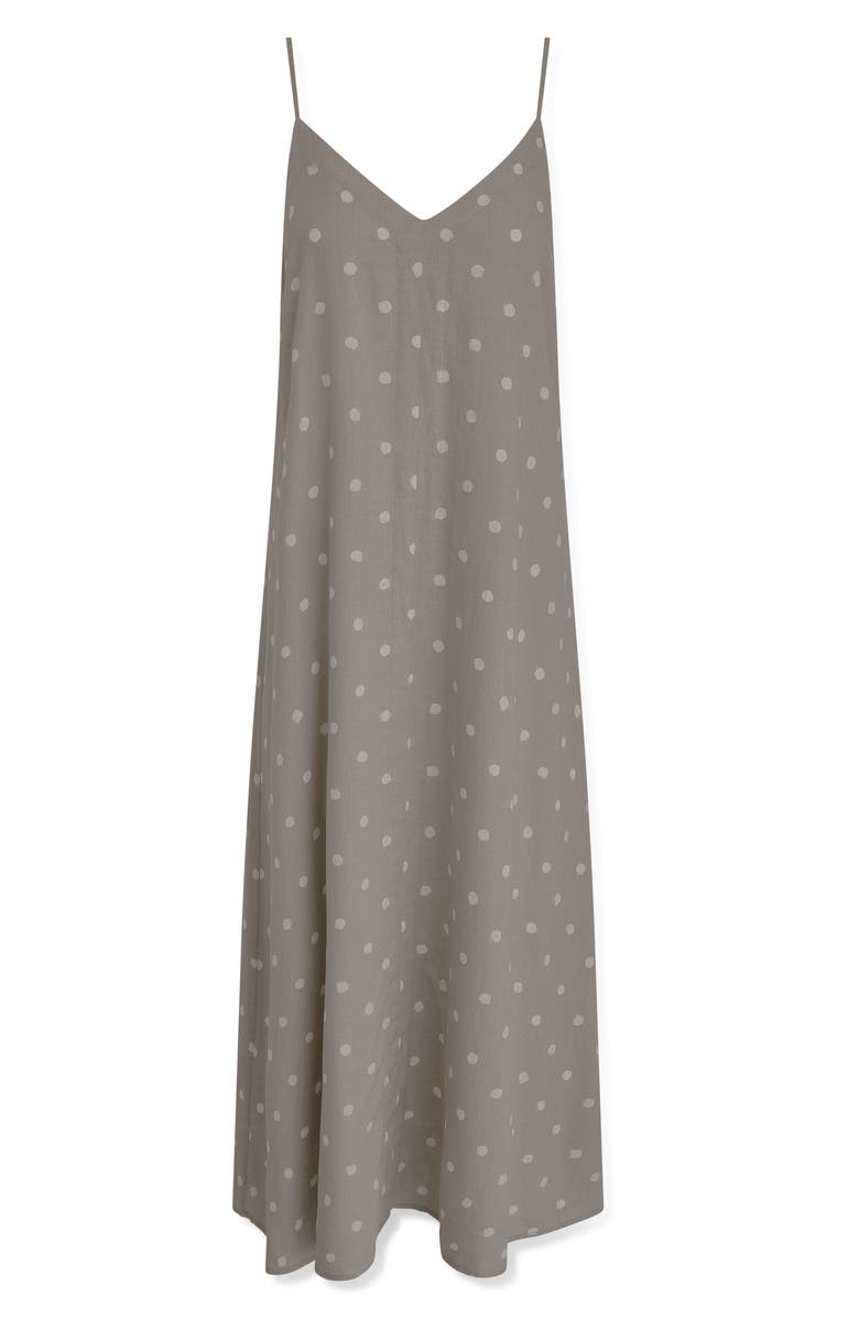 Donna Karan New York Polka Dot Linen Blend Dress, Alternate, color, Sandstone Di