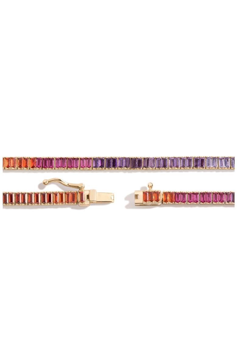 Pink Ombré Baguette Tennis Necklace, Alternate, color, Yellow