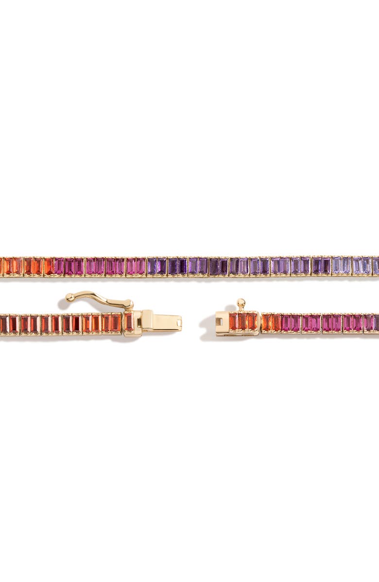 Aurate New York Pink Ombré Baguette Tennis Necklace, Alternate, color, Yellow