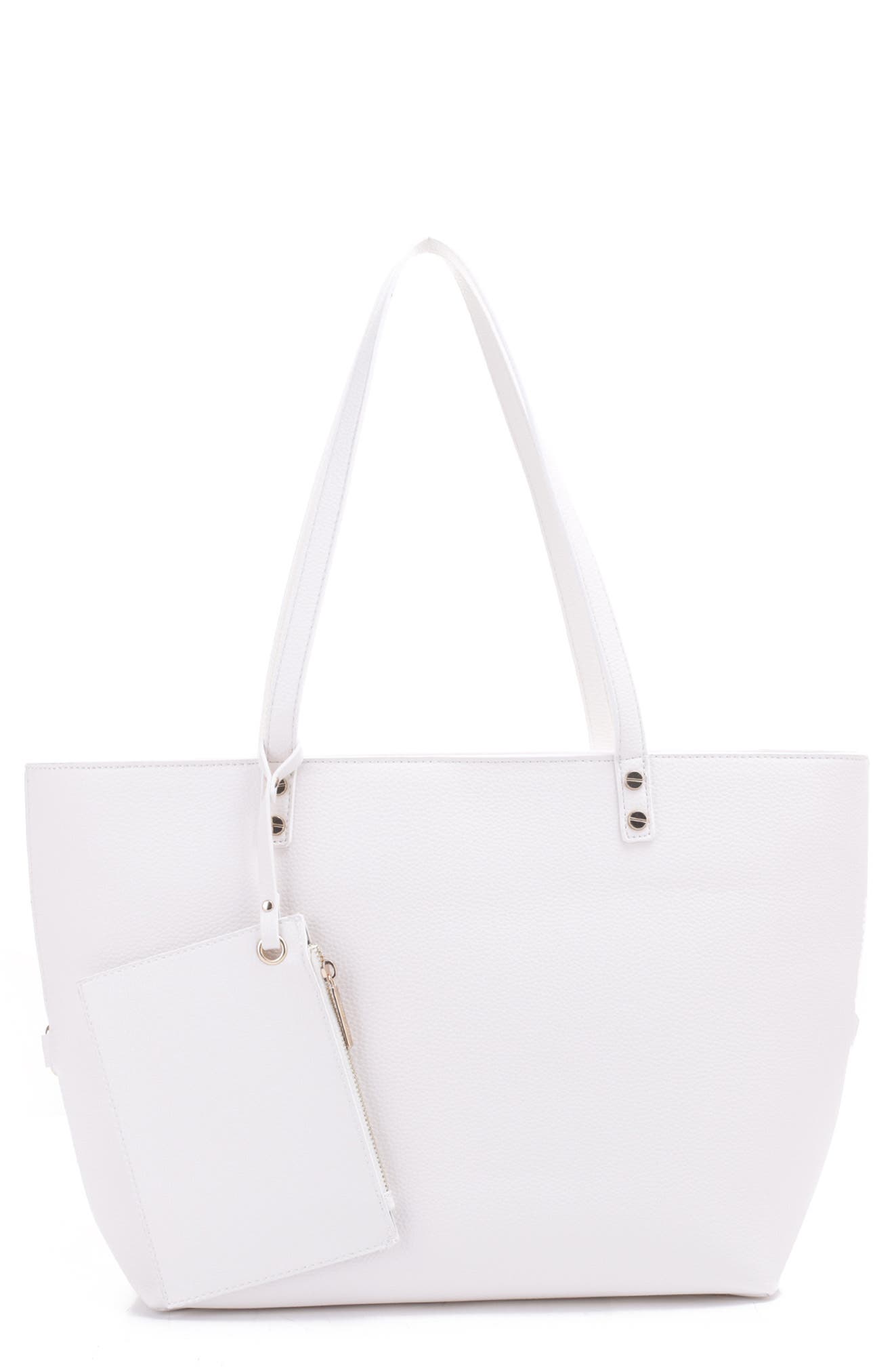 Mali + Lili Estie Vegan Leather Tote, Main, color, White
