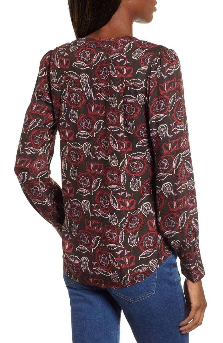 Hinge Lace Stripe V-Neck Blouse, Alternate, color, 