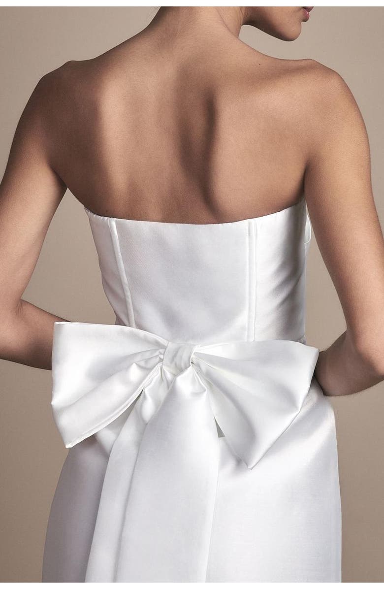 Coast Twill Bow Back Wedding Dress, Alternate, color, Ivory