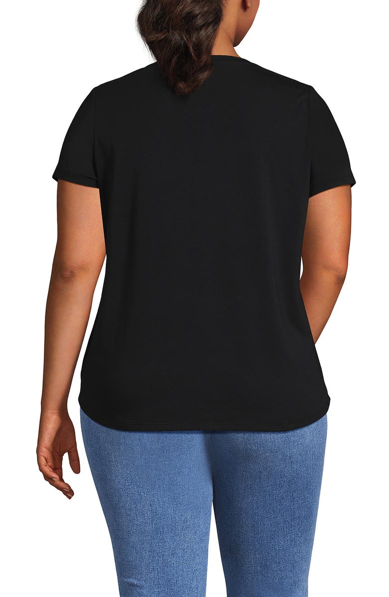 Lands' End Plus Size Short Sleeve Lightweight Jersey Scoop Neck T-shirt, Alternate, color, Black