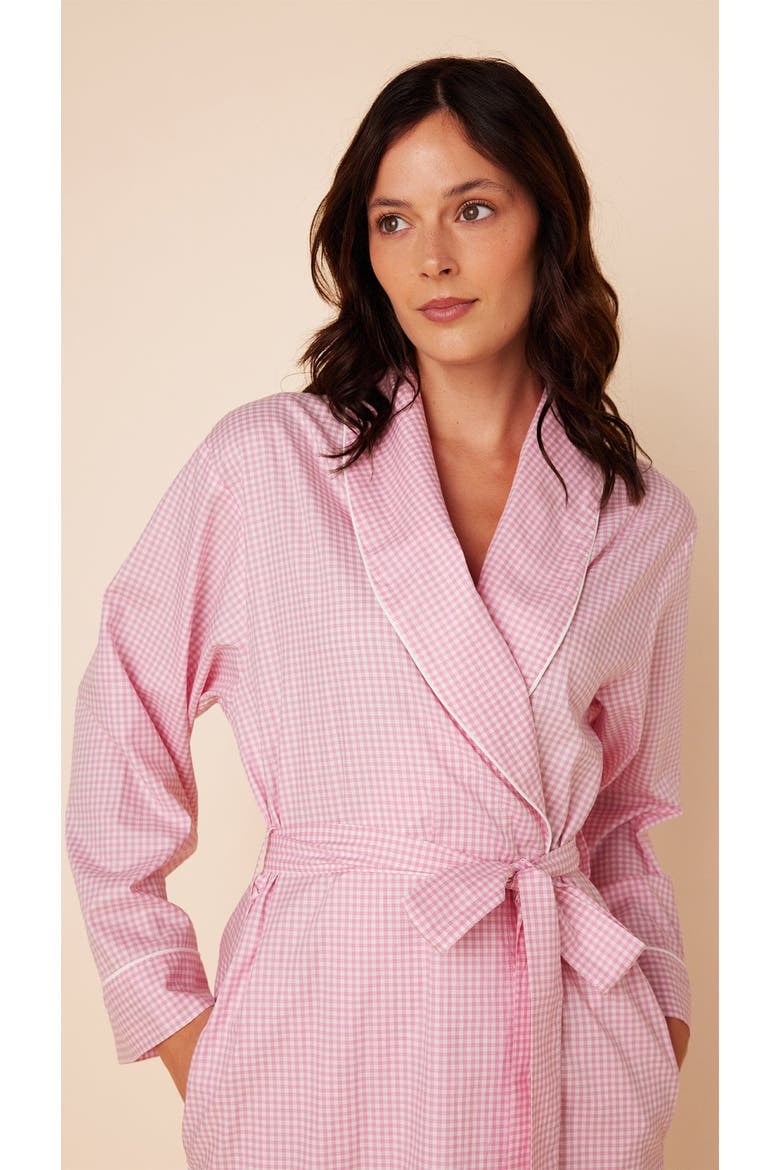 Luxe Pima Shawl Collar Robe, Alternate, color, Classic Gingham Pink