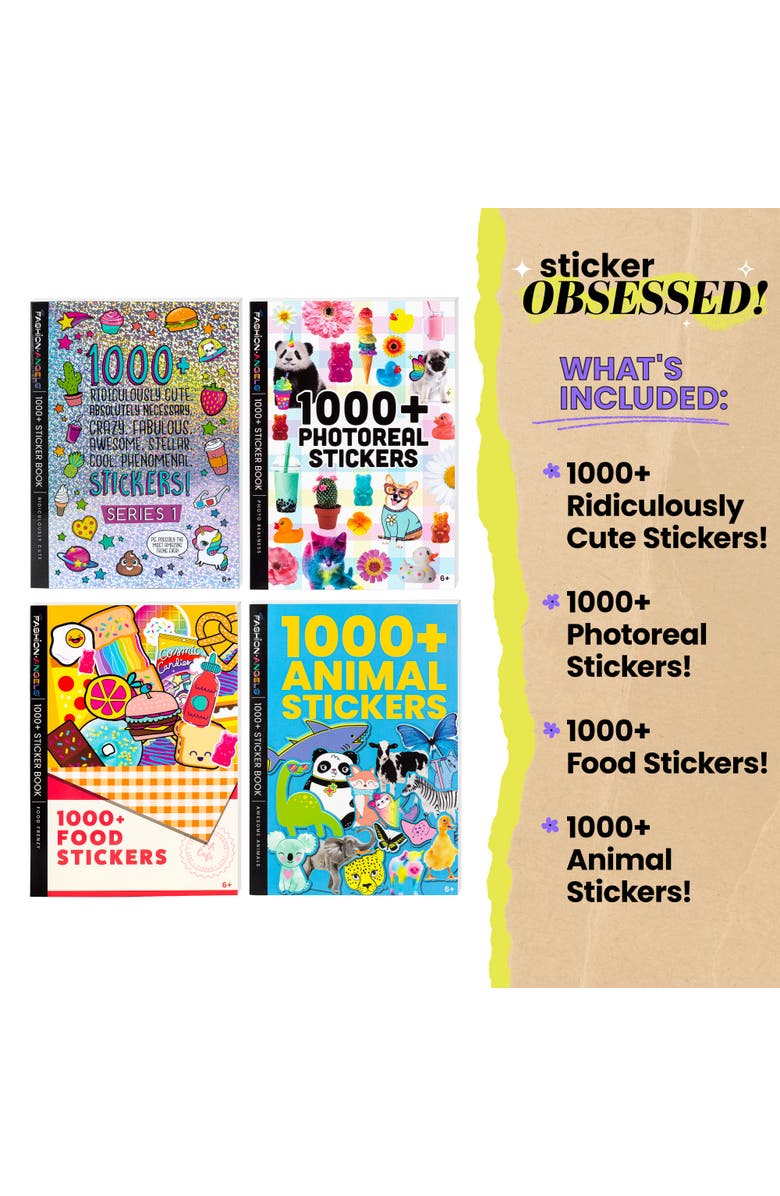 Fashion Angels Sticker Book Bundle 4 Pack, 4000+ Stickers, Alternate, color, Multicolored