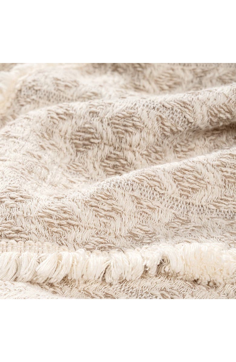 Zsa Zsa Zsu Costa Fringed Yarn-Dyed King Size 100% Cotton Pique 94X87 In, Alternate, color, Beige
