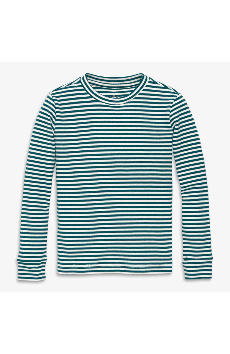 Primary Kids Organic Long Sleeve Pj Top In Stripe, Main, color, Forest Ivory Stripe