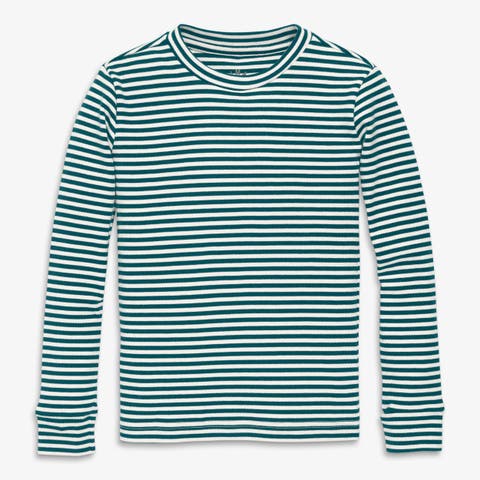 Kids Organic Long Sleeve Pj Top In Stripe (Toddler, Little Kid, Big Kid)